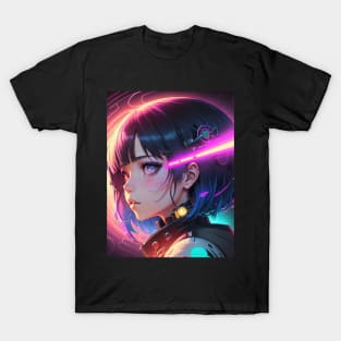 Charming Cuteness: Embrace the Irresistible Anime Girl Cute Kawaii Vibe Cyberpunk Galaxy Space Universe T-Shirt